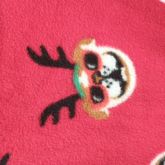 EUC soft youth pj pants, smiling bulldog with antlers & red sunglasses, holiday - Picture 3 of 3